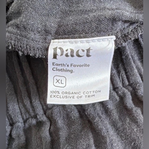 Pact Organic Size XL Washed Charcoal Coastal Cotton Gauze Crop Wide Leg Pant - Picture 4 of 8